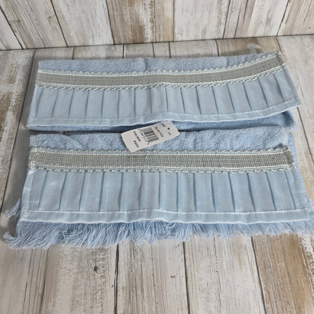 Avanti Shalimar Blue Fog Decorative Towel Set Fingertip and Washcloth NWT